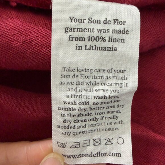 NWT Son De Flor Red Linen Long Sleeve Sailor Collar Dress L/XL Made In Lithuania - Picture 5 of 12